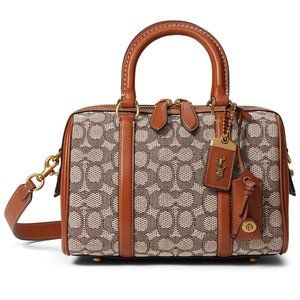 COACH Signature Textile Jacquard Ruby Satchel Cocoa/Burnished Amber